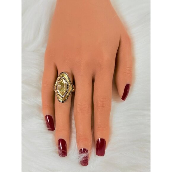 Yellow/White Cz Statement Ring - Picture 8 of 9